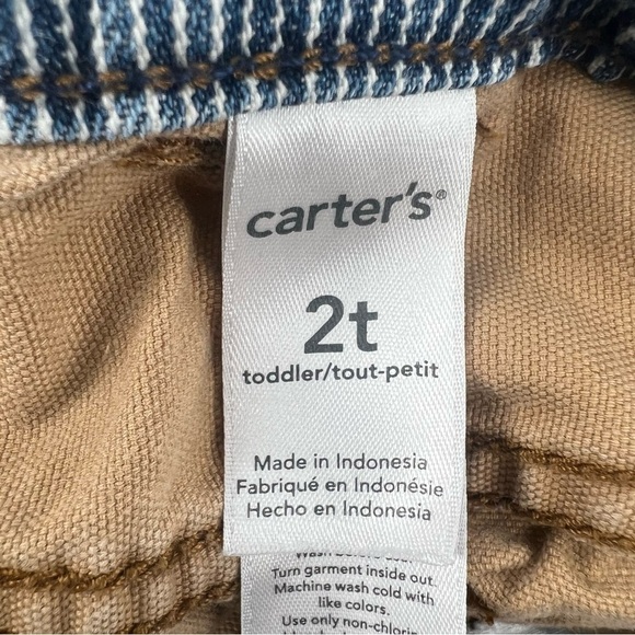 Carter's Tan Carpenter Straight Leg Adjustable Waistband Pants Size 2T Boys - Picture 2 of 6